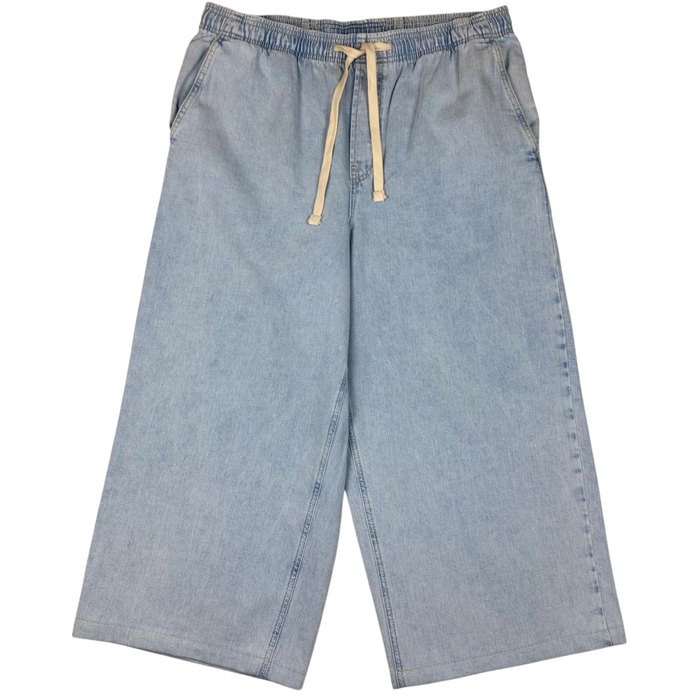 GAP Wide Leg Pull On Jeans Casual Relaxed Cropped XL Light Wash High Waist Y2K
